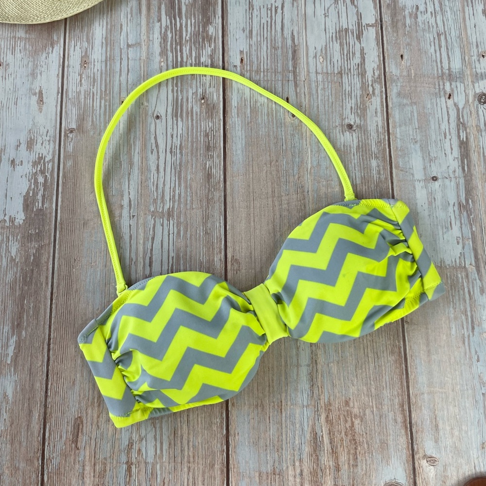 Pink Neon Strapless Bikini Top